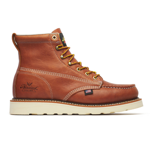 Thorogood Men's American Heritage 6 Inch Moc Toe Wedge Work Boots, 13 2e, Tobacco