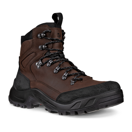 ECCO Offroad Waterproof High Hiking Boot (Men) - Black/Mocha Hiking - Mid - The Heel Shoe Fitters