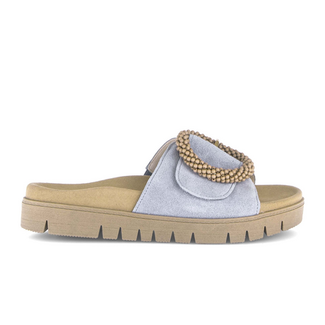 Gabor 745 Beaded Ring Slide (Women) - Dreamvelour/Sky Sandal - Slide - The Heel Shoe Fitters