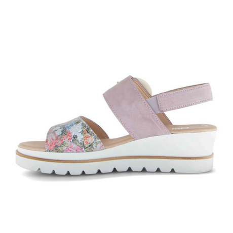 Gabor 645 Slingback Platform Wedge Sandal (Women) - Flower/Dreamvelour/Weiss Sandal - Heel/Wedge - The Heel Shoe Fitters