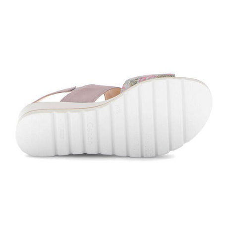 Gabor 645 Slingback Platform Wedge Sandal (Women) - Flower/Dreamvelour/Weiss Sandal - Heel/Wedge - The Heel Shoe Fitters