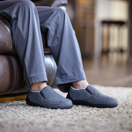 PowerStep Twin Gore Slipper (Men) - Charcoal Dress-Casual - Slippers - The Heel Shoe Fitters