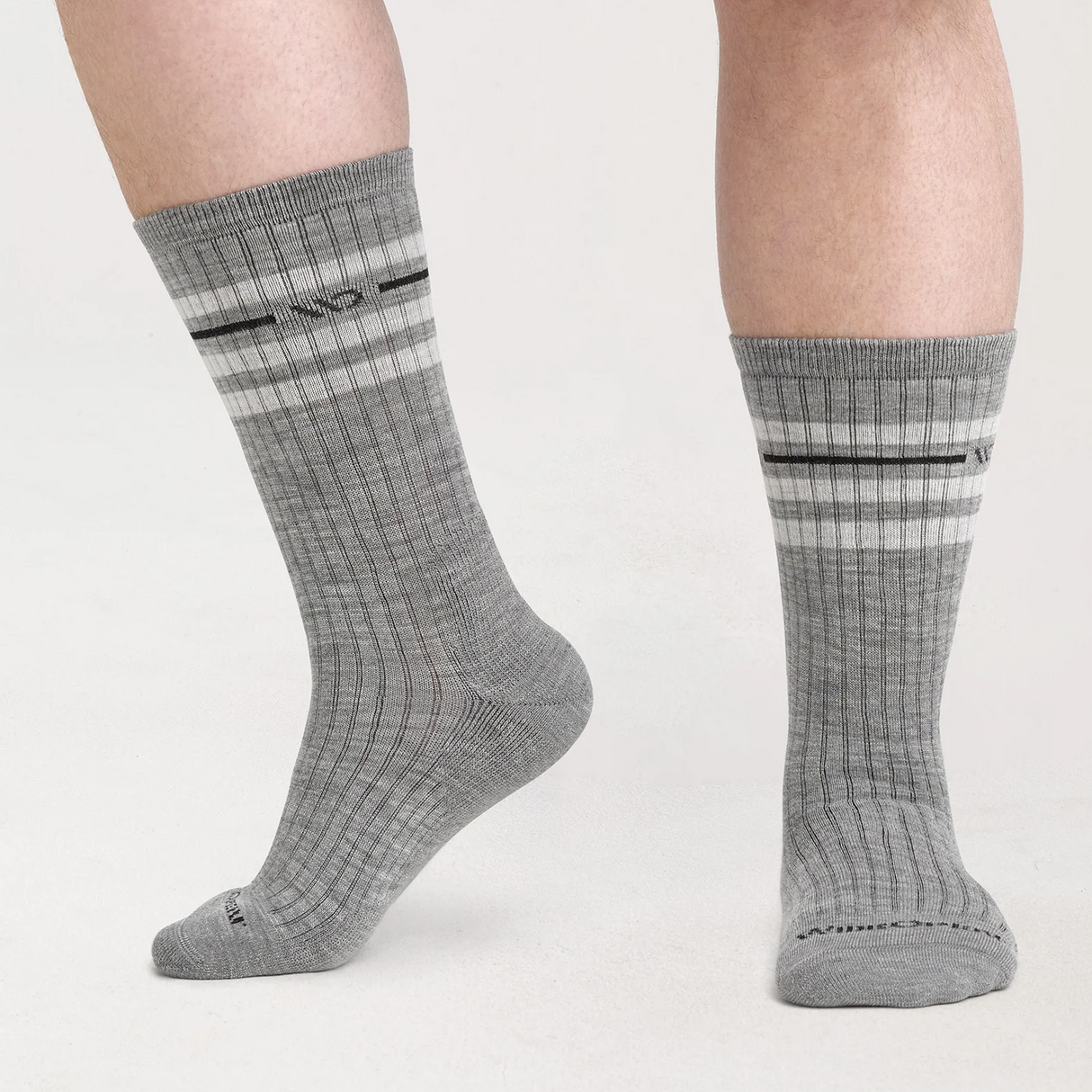 Wide Open Vintage Stripe Cushioned Crew Sock (Men) - Light Gray Accessories - Socks - Lifestyle - The Heel Shoe Fitters