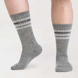 Wide Open Vintage Stripe Cushioned Crew Sock (Men) - Light Gray Accessories - Socks - Lifestyle - The Heel Shoe Fitters
