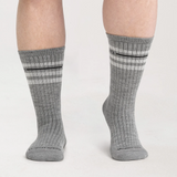 Wide Open Vintage Stripe Cushioned Crew Sock (Men) - Light Gray Accessories - Socks - Lifestyle - The Heel Shoe Fitters