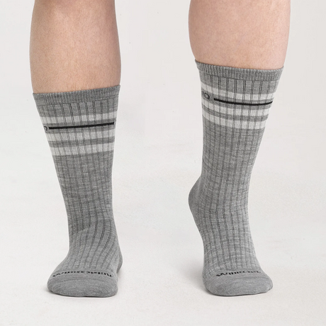 Wide Open Vintage Stripe Cushioned Crew Sock (Men) - Light Gray Accessories - Socks - Lifestyle - The Heel Shoe Fitters