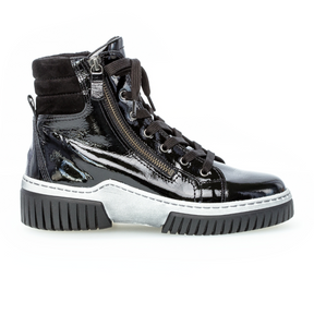 Gabor 754 High Top Sneaker (Women) - Black Patent Athletic - Casual - Lace Up - The Heel Shoe Fitters
