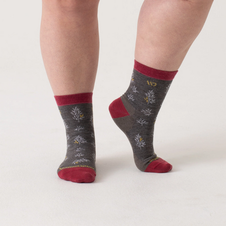 Wide Open Foliage Lightweight Crew Sock (Women) - Taupe Accessories - Socks - Lifestyle - The Heel Shoe Fitters