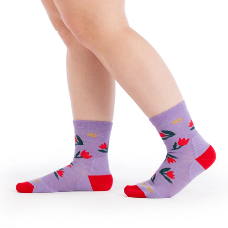Wide Open Full Bloom Cushioned Micro Crew Sock (Women) - Tulip Purple Accessories - Socks - Lifestyle - The Heel Shoe Fitters