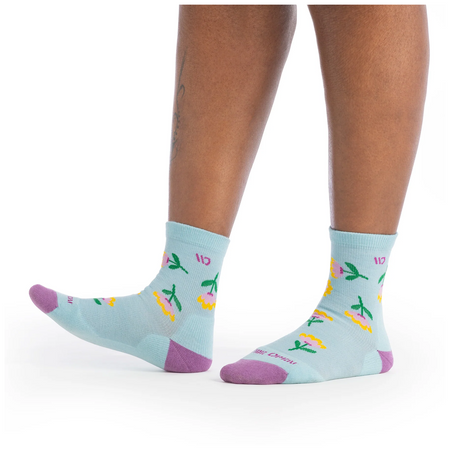 Wide Open Full Bloom Cushioned Micro Crew Sock (Women) - Viola Skylight Accessories - Socks - Lifestyle - The Heel Shoe Fitters