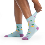 Wide Open Full Bloom Cushioned Micro Crew Sock (Women) - Viola Skylight Accessories - Socks - Lifestyle - The Heel Shoe Fitters