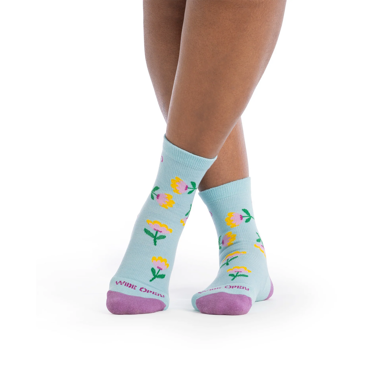 Wide Open Full Bloom Cushioned Micro Crew Sock (Women) - Viola Skylight Accessories - Socks - Lifestyle - The Heel Shoe Fitters