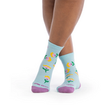 Wide Open Full Bloom Cushioned Micro Crew Sock (Women) - Viola Skylight Accessories - Socks - Lifestyle - The Heel Shoe Fitters