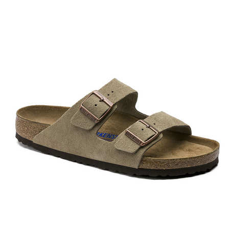 Birkenstock Arizona Soft Footbed Slide Sandal (Unisex) - Taupe Suede Sandals - Slide - The Heel Shoe Fitters