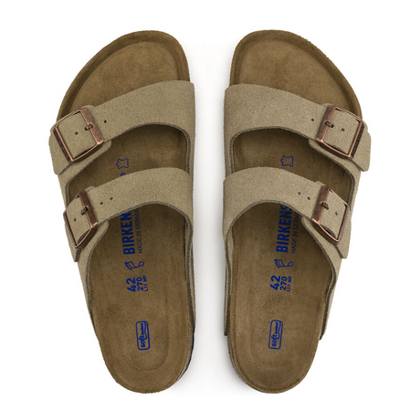 Birkenstock Arizona Soft Footbed Slide Sandal (Unisex) - Taupe Suede Sandals - Slide - The Heel Shoe Fitters