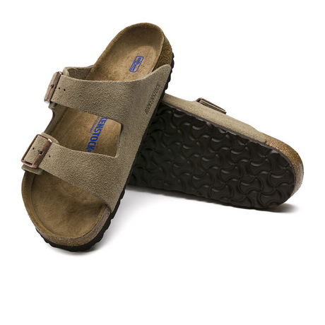 Birkenstock Arizona Soft Footbed Slide Sandal (Unisex) - Taupe Suede Sandals - Slide - The Heel Shoe Fitters