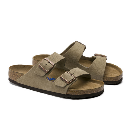 Birkenstock Arizona Soft Footbed Slide Sandal (Unisex) - Taupe Suede Sandals - Slide - The Heel Shoe Fitters