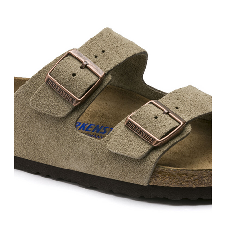 Birkenstock Arizona Soft Footbed Slide Sandal (Unisex) - Taupe Suede Sandals - Slide - The Heel Shoe Fitters