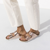 Birkenstock Arizona Soft Footbed Slide Sandal (Women) - Metallic Copper Sandals - Slide - The Heel Shoe Fitters