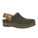 Dansko Merrin Clog (Women) - Olive Embossed Suede Dress-Casual - Clogs & Mules - The Heel Shoe Fitters