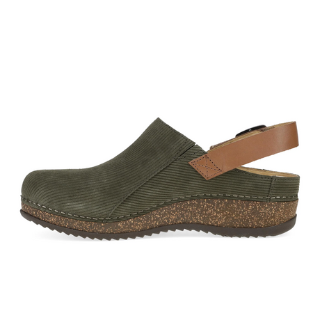 Dansko Merrin Clog (Women) - Olive Embossed Suede Dress-Casual - Clogs & Mules - The Heel Shoe Fitters