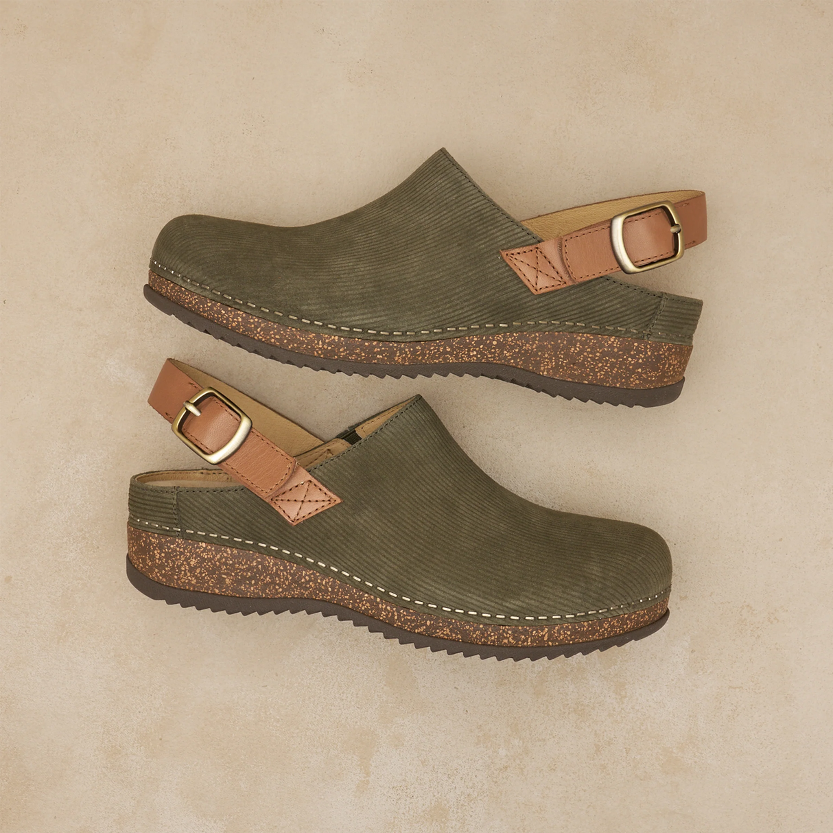 Dansko Merrin Clog (Women) - Olive Embossed Suede Dress-Casual - Clogs & Mules - The Heel Shoe Fitters