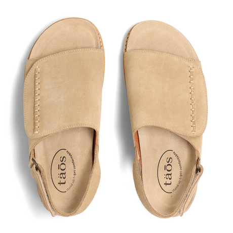 Taos Abstract Backstrap Sandal (Women) - Warm Sand Suede Sandal - Backstrap - The Heel Shoe Fitters