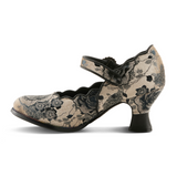 L'Artiste Adodora-Prit Heeled Mary Jane (Women) - Black Multi Dress-Casual - Heels - The Heel Shoe Fitters