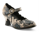 L'Artiste Adodora-Prit Heeled Mary Jane (Women) - Black Multi Dress-Casual - Heels - The Heel Shoe Fitters