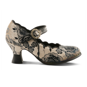 L'Artiste Adodora-Prit Heeled Mary Jane (Women) - Black Multi Dress-Casual - Heels - The Heel Shoe Fitters