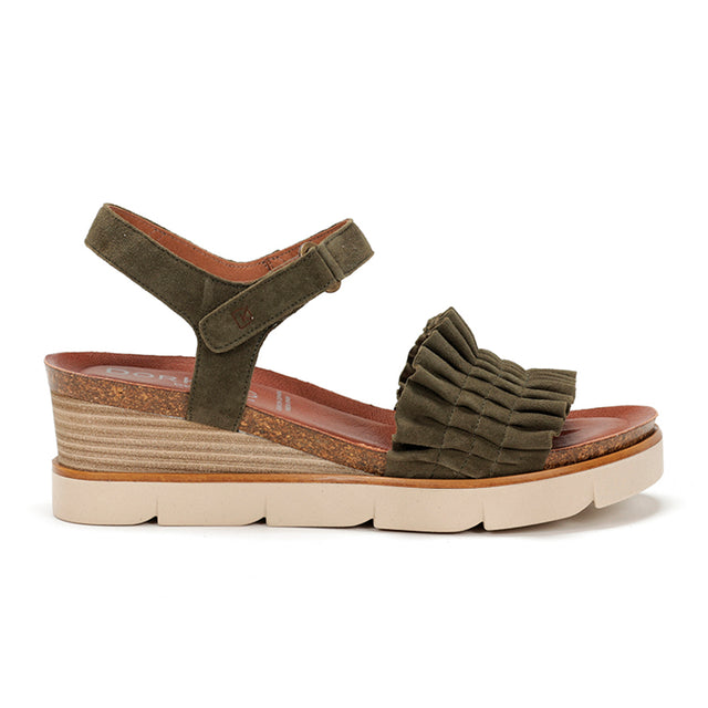 Dorking Agnes D9054 Wedge Sandal (Women) - Ante Kaki Sandals - Heel/Wedge - The Heel Shoe Fitters