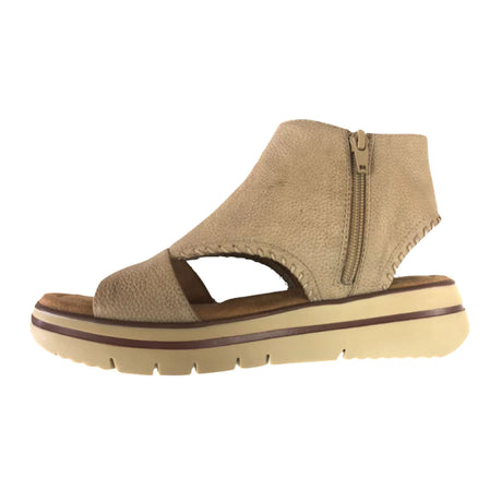 Salvia Alden Side Lace Sandal (Women) - Taupe Tumble Sandals - Backstrap - The Heel Shoe Fitters