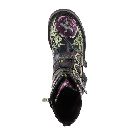 L'Artiste Haruko Combat Boot (Women) - Black Multi Boots - Casual - Mid - The Heel Shoe Fitters