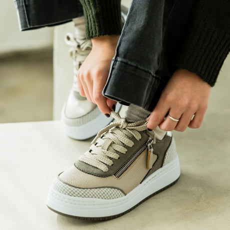 Alegria Averie Sneaker (Women) - Houndstooth Grey Athletic - Casual - Lace Up - The Heel Shoe Fitters