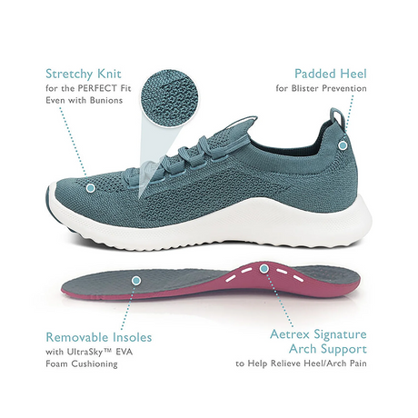 Aetrex Carly Sneaker (Women) - Teal Athletic - Athleisure - The Heel Shoe Fitters