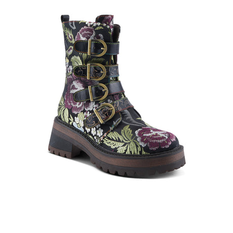 L'Artiste Haruko Combat Boot (Women) - Black Multi Boots - Casual - Mid - The Heel Shoe Fitters