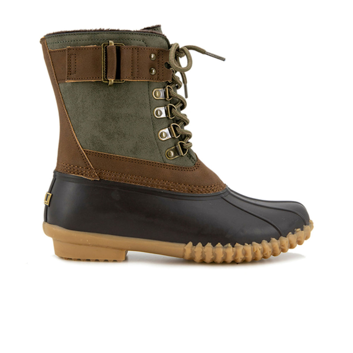 JBU Windsor Waterproof Boot (Women) - Army Green/Brown Boots - Winter - Mid Boot - The Heel Shoe Fitters