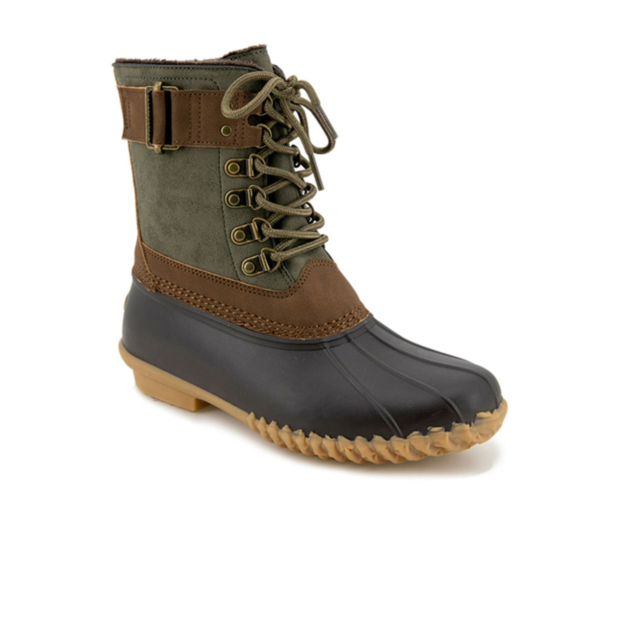 JBU Windsor Waterproof Boot (Women) - Army Green/Brown Boots - Winter - Mid Boot - The Heel Shoe Fitters