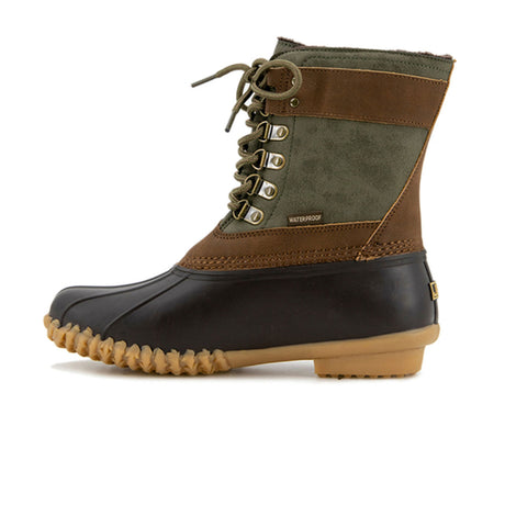 JBU Windsor Waterproof Boot (Women) - Army Green/Brown Boots - Winter - Mid Boot - The Heel Shoe Fitters