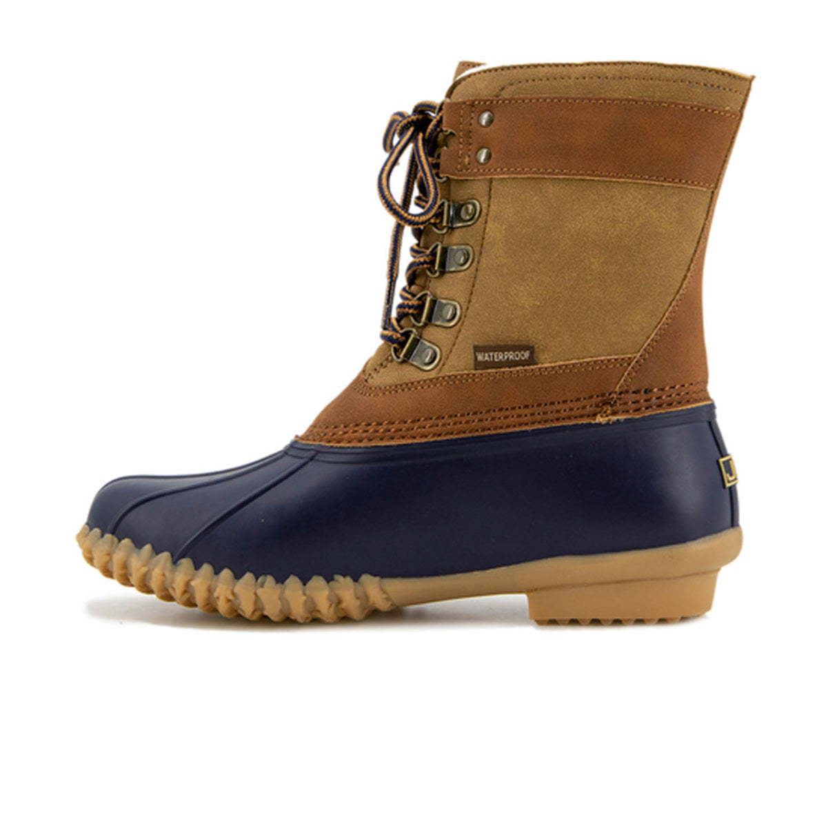 JBU Windsor Waterproof Boot (Women) - Navy/Tan Boots - Winter - Mid Boot - The Heel Shoe Fitters