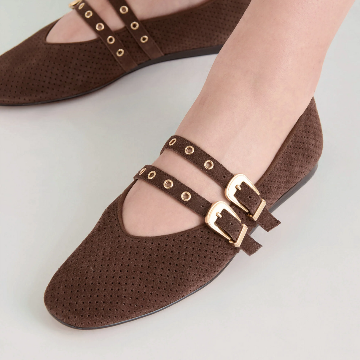 Dolce Vita Baylee Grommet Flat (Women) - Dark Brown Dress-Casual - Flat - The Heel Shoe Fitters