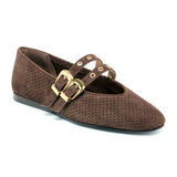 Dolce Vita Baylee Grommet Flat (Women) - Dark Brown Dress-Casual - Flat - The Heel Shoe Fitters
