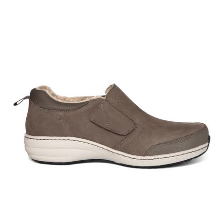 Aetrex Tyra Slip On (Women) - Warm Grey Dress-Casual - Slip Ons - The Heel Shoe Fitters