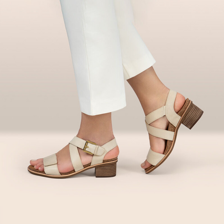 Aetrex Kristin Heeled Sandal (Women) - Ivory Sandals - Heel/Wedge - The Heel Shoe Fitters