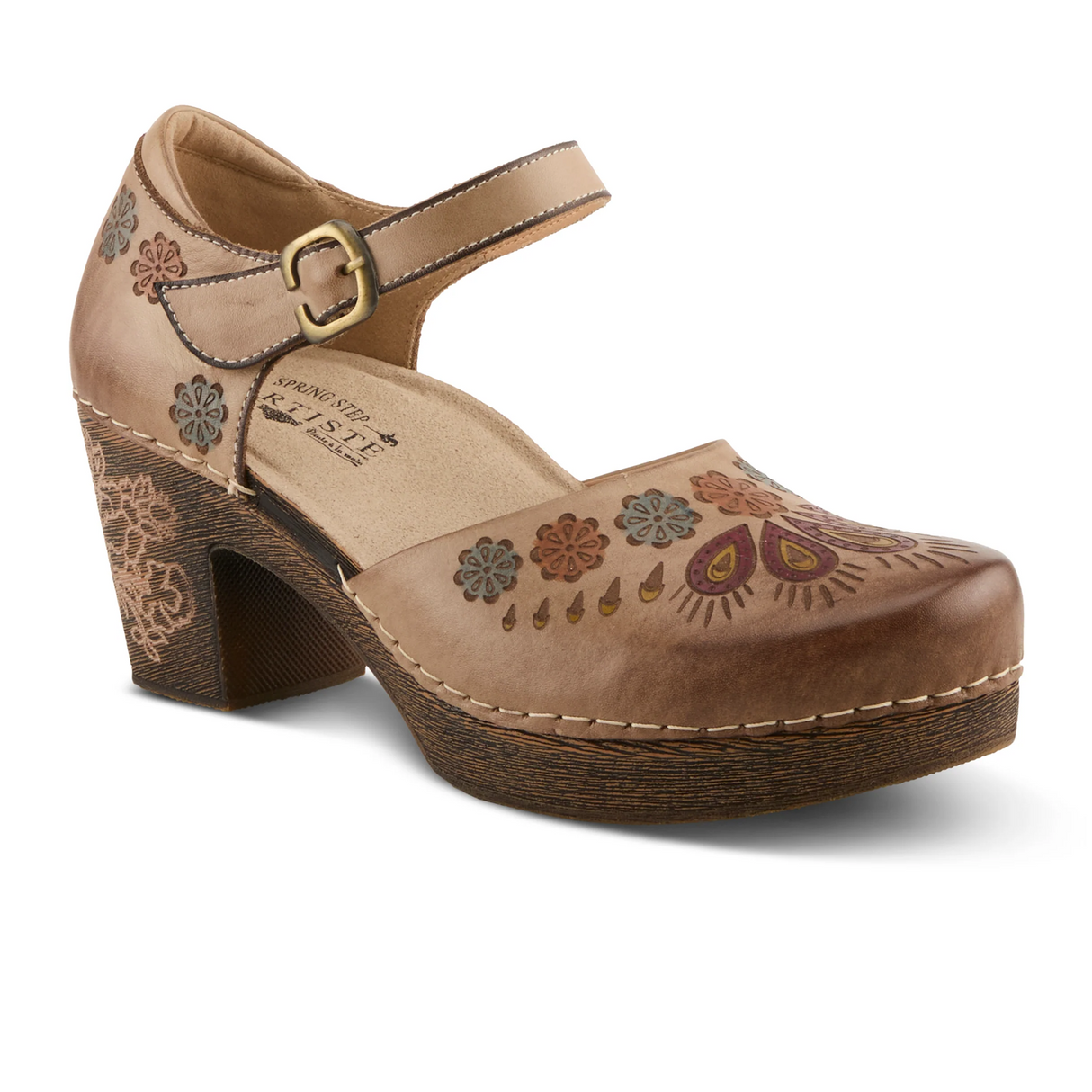 L'Artiste Bridgitte Heeled Mary Jane (Women) - Beige Multi Dress-Casual - Heels - The Heel Shoe Fitters