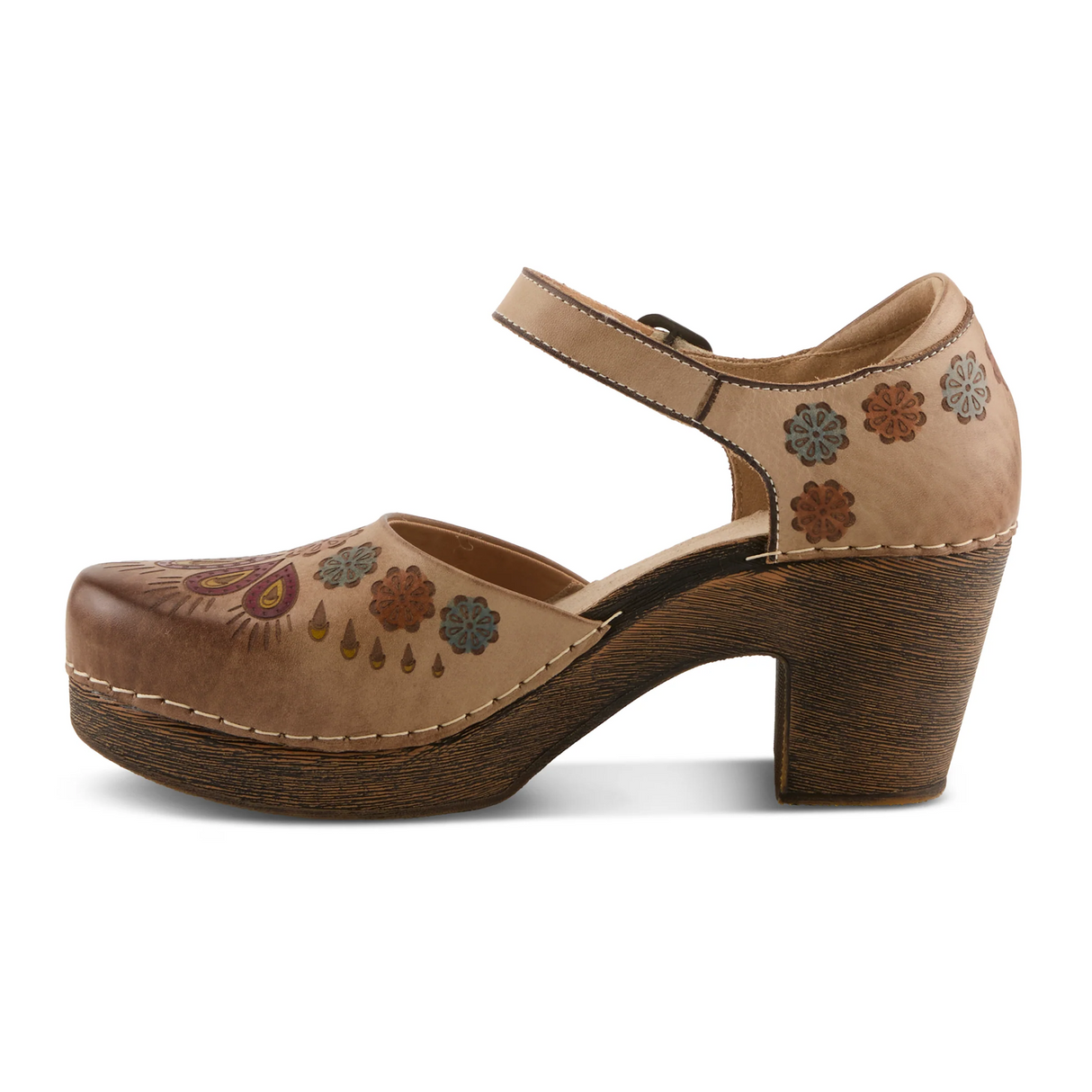 L'Artiste Bridgitte Heeled Mary Jane (Women) - Beige Multi Dress-Casual - Heels - The Heel Shoe Fitters