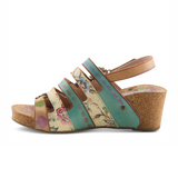 L'Artiste Buckleitup Wedge Sandal (Women) - Mint Multi Sandal - Heel/Wedge - The Heel Shoe Fitters