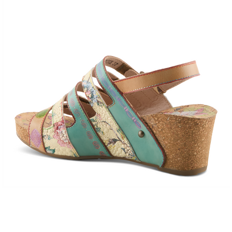 L'Artiste Buckleitup Wedge Sandal (Women) - Mint Multi Sandal - Heel/Wedge - The Heel Shoe Fitters