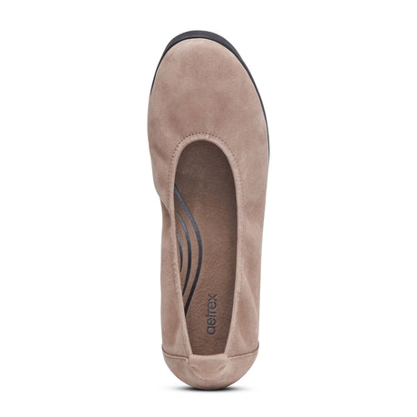 Aetrex Brianna Ballet Flat (Women) - Taupe Dress-Casual - Flats - The Heel Shoe Fitters