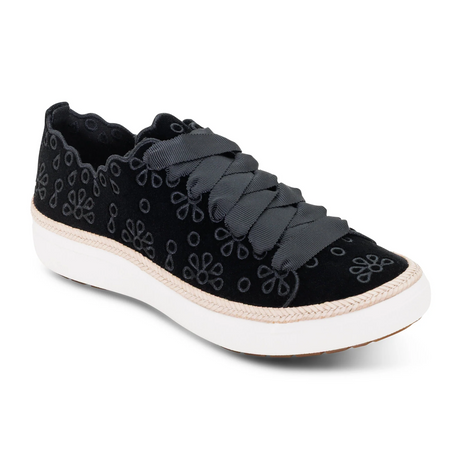 Aetrex Charlotte Sneaker (Women) - Black Velvet Athletic - Casual - Lace Up - The Heel Shoe Fitters